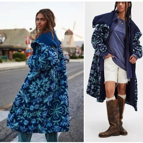 Free People This Love Cardi in‎ blue sky oversized coat parka jacket